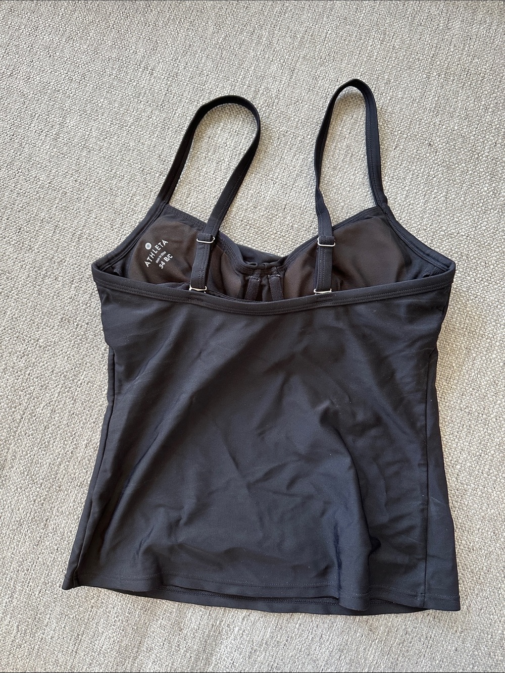 Black Athletic Swimming Tank Top with Built-In Shelf Bra